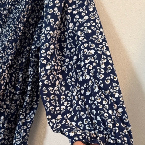 St. John's Bay Navy and White Patterned Blouse - Picture 3 of 5